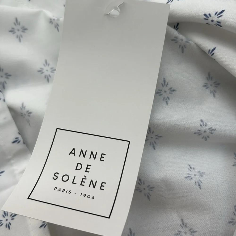 NEW Anne de Solene Paris Malacca Bleu 100% Organic Cotton Euro Pillow Sham 25